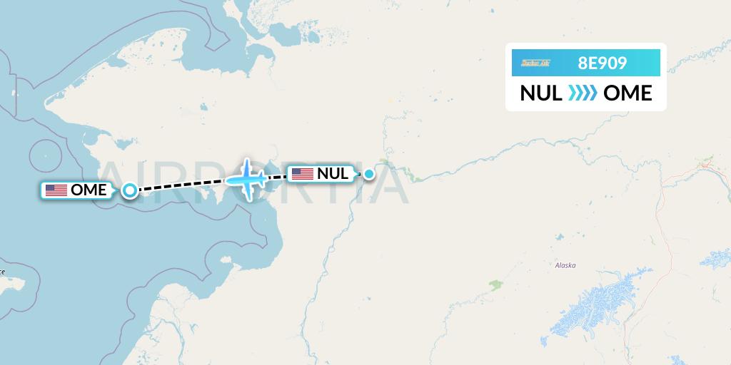8E909 Bering Air Flight Map: Nulato to Nome