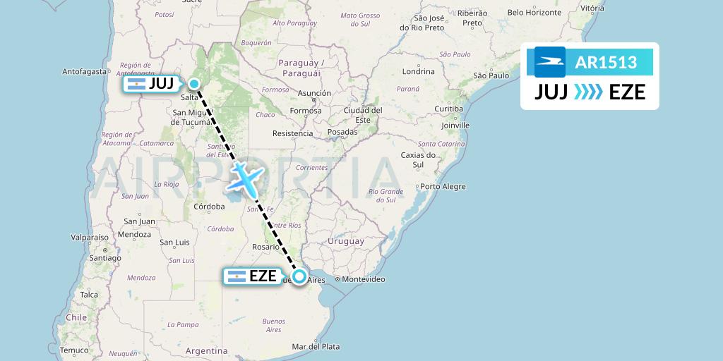 AR1513 Aerolineas Argentinas Flight Map: Jujuy to Buenos Aires