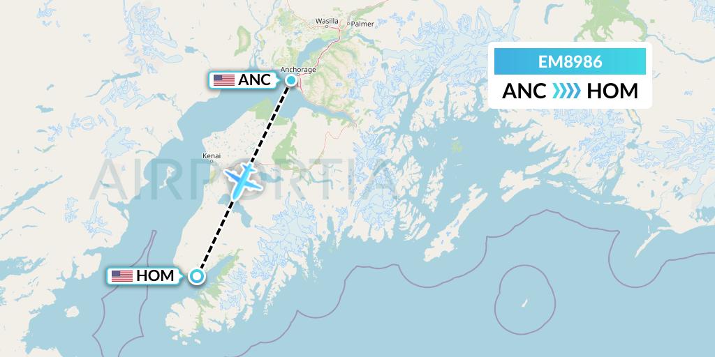 EM8986 Empire Airlines Flight Map: Anchorage to Homer