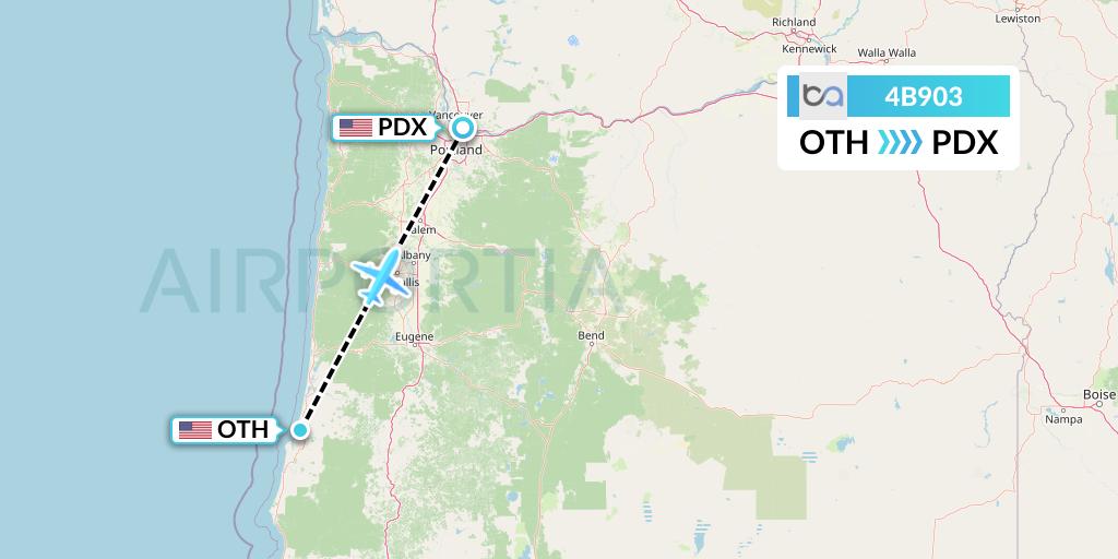 4B903 Boutique Air Flight Map: North Bend to Portland