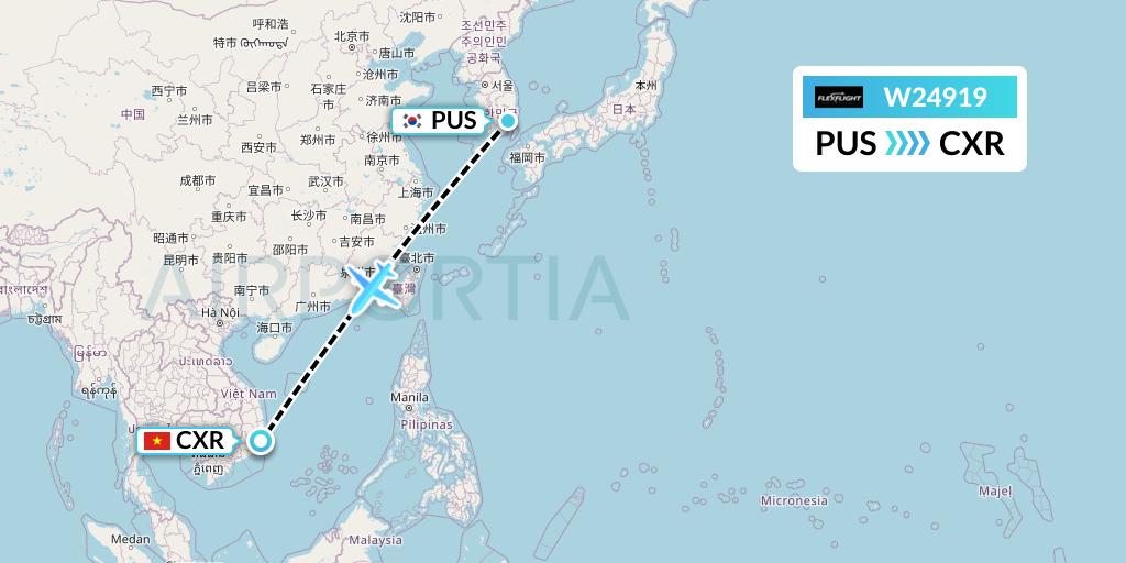 W24919 Flex Flight Flight Map: Busan to Nha Trang