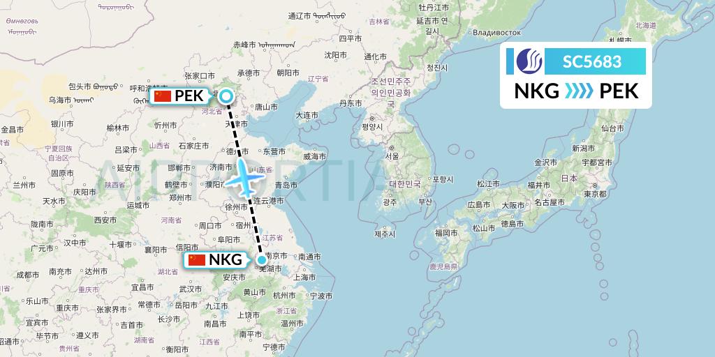SC5683 Shandong Airlines Flight Map: Nanjing to Beijing