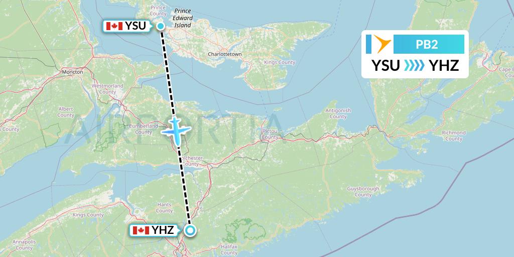 PB2 PAL Airlines Flight Map: Summerside to Halifax
