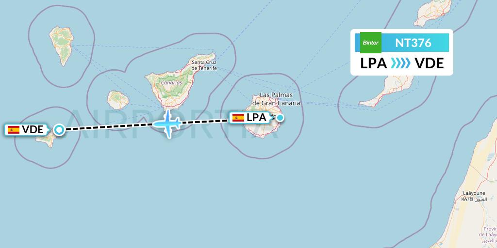NT376 Flight Status Binter Canarias: Las Palmas to El Hierro (IBB376)