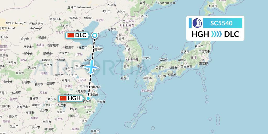 SC5540 Shandong Airlines Flight Map: Hangzhou to Dalian