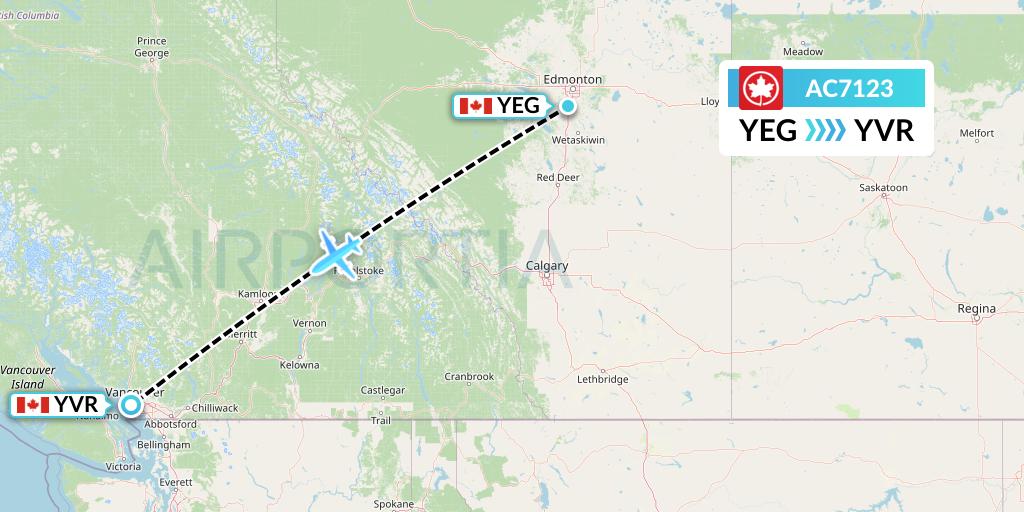 AC7123 Air Canada Flight Map: Edmonton to Vancouver