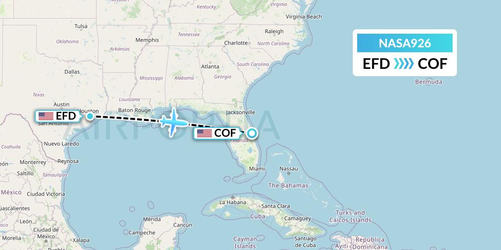 NASA926 Nasair Flight Map: Houston to Cocoa