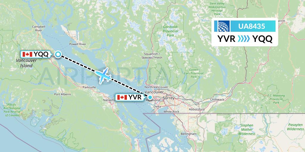 UA8435 United Airlines Flight Map: Vancouver to Comox