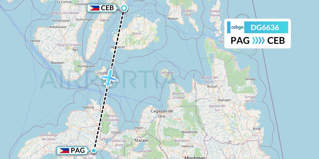DG6636 Cebgo Flight Map: Pagadian to Cebu