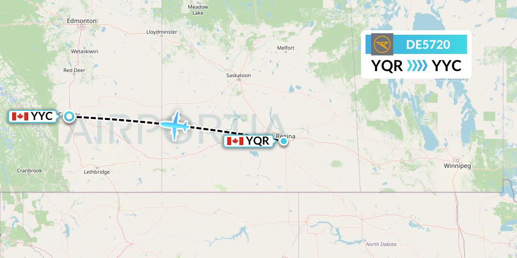 DE5720 Condor Flight Map: Regina to Calgary