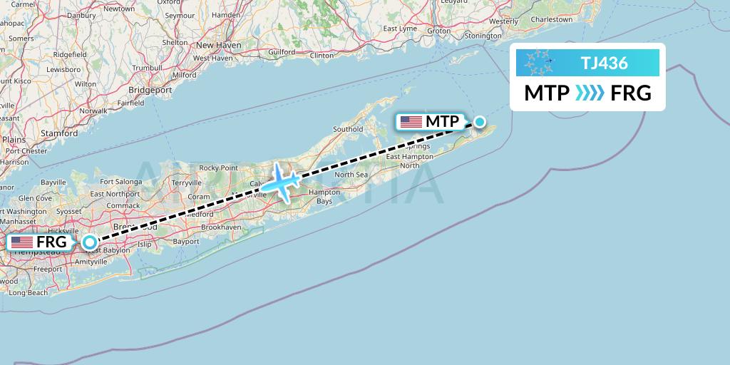 TJ436 Tradewind Aviation Flight Map: Montauk to Farmingdale