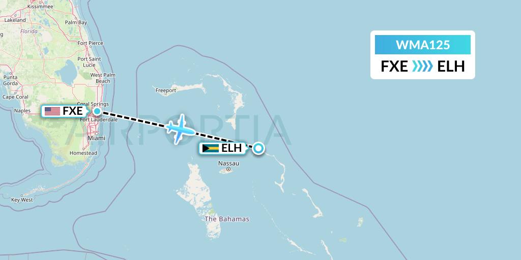 WMA125 Watermakers Air Flight Map: Fort Lauderdale to North Eleuthera
