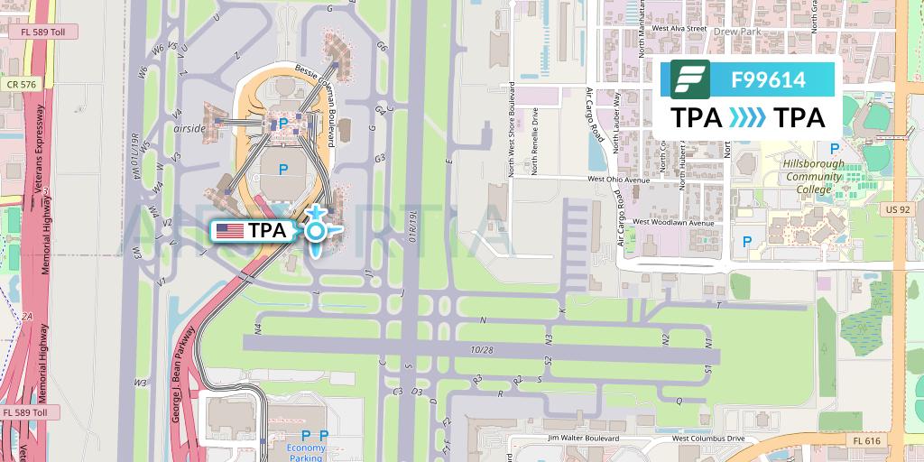F99614 Frontier Airlines Flight Map: Tampa to Tampa