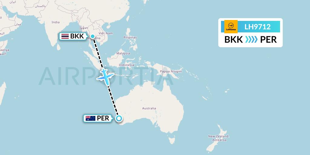 LH9712 Lufthansa Flight Map: Bangkok to Perth