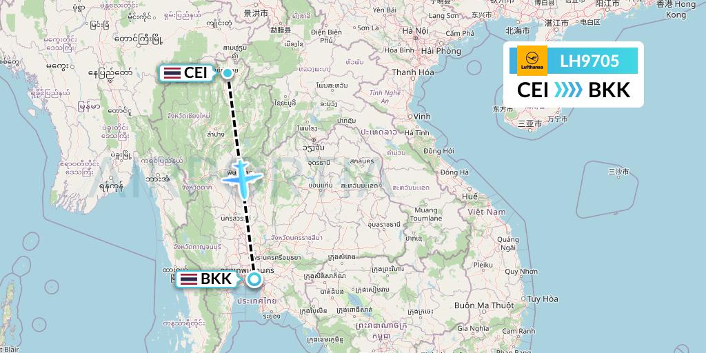 LH9705 Lufthansa Flight Map: Chiang Rai to Bangkok