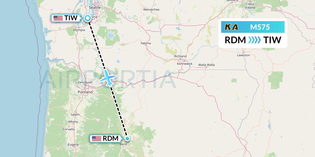 M575 Kenmore Air Flight Map: Redmond to Tacoma