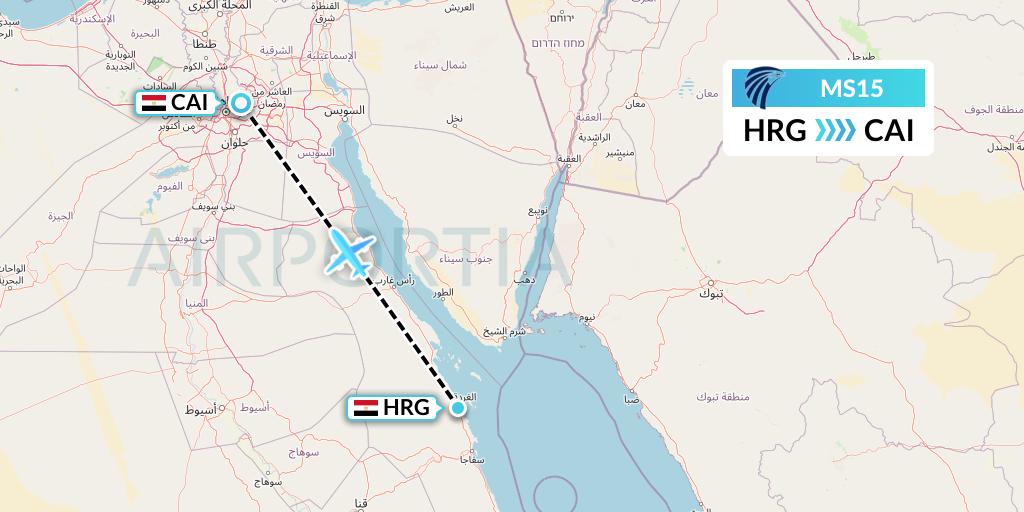 MS15 EgyptAir Flight Map: Hurghada to Cairo