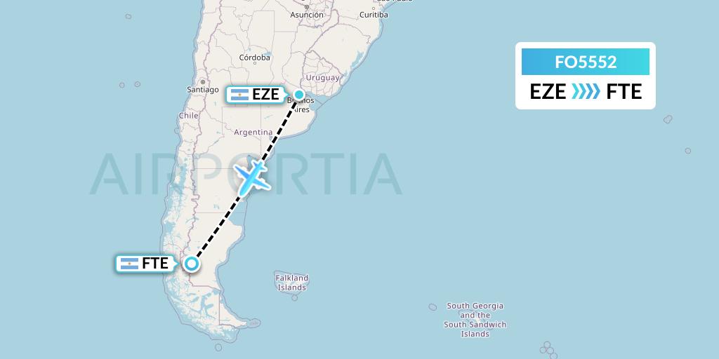 FO5552 Aero Flightops Uk Limited Flight Map: Buenos Aires to El Calafate