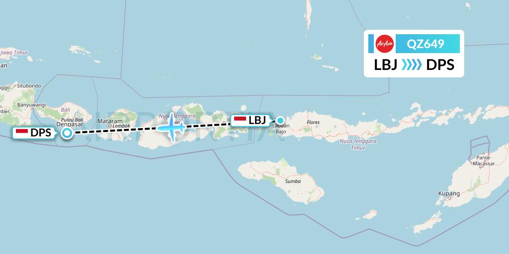 QZ649 Indonesia AirAsia Flight Map: Labuan Bajo to Denpasar