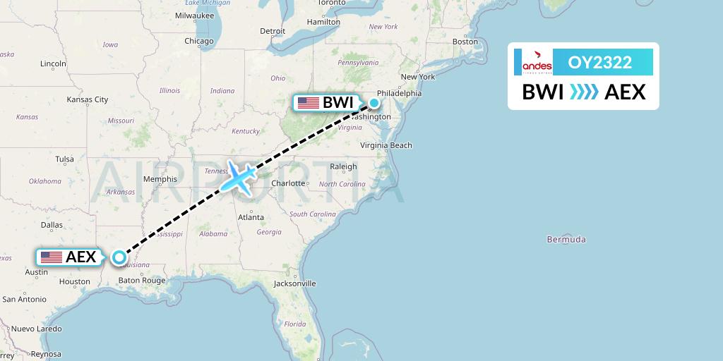 OY2322 Omni Air International Flight Map: Baltimore to Alexandria