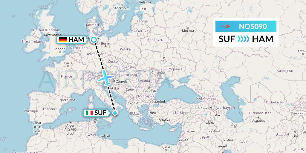 NO5090 Neos Flight Map: Lamezia Terme to Hamburg