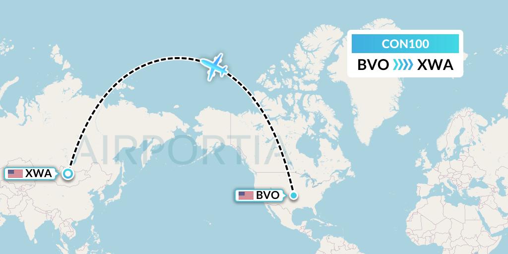 CON100 Conocophillips Aviation Alaska Flight Map: Bartlesville to Williston