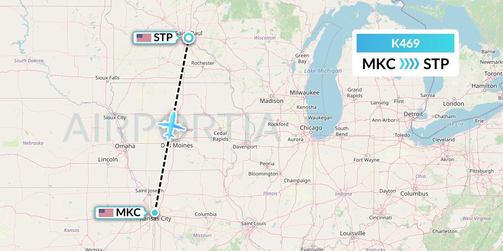 K469 Flight Status Kalitta Air Kansas City to St. Paul (CKS69)