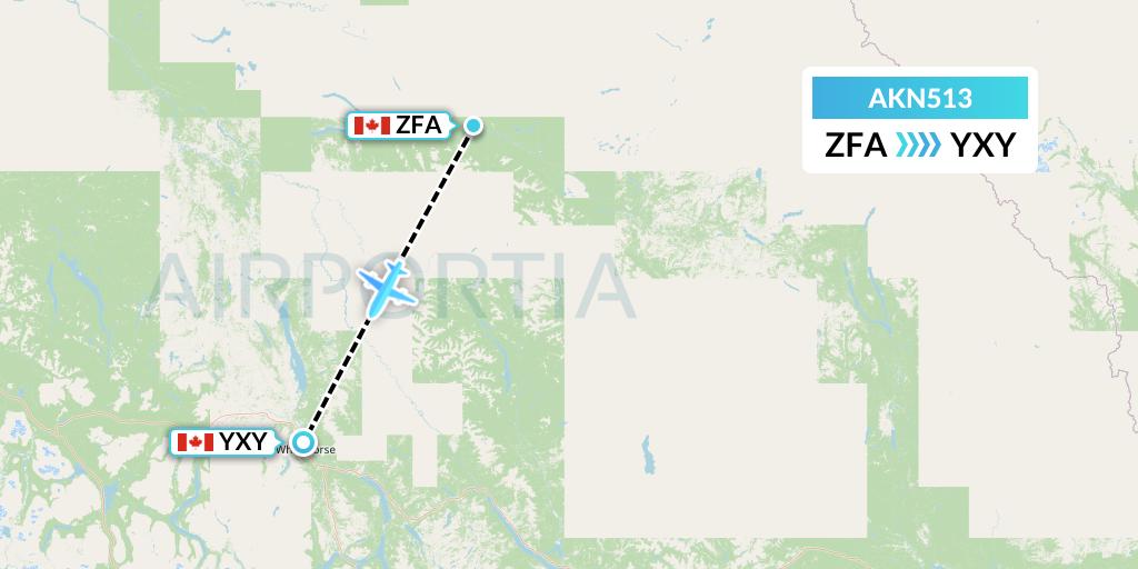 AKN513 Alkan Air Flight Map: Faro to Whitehorse
