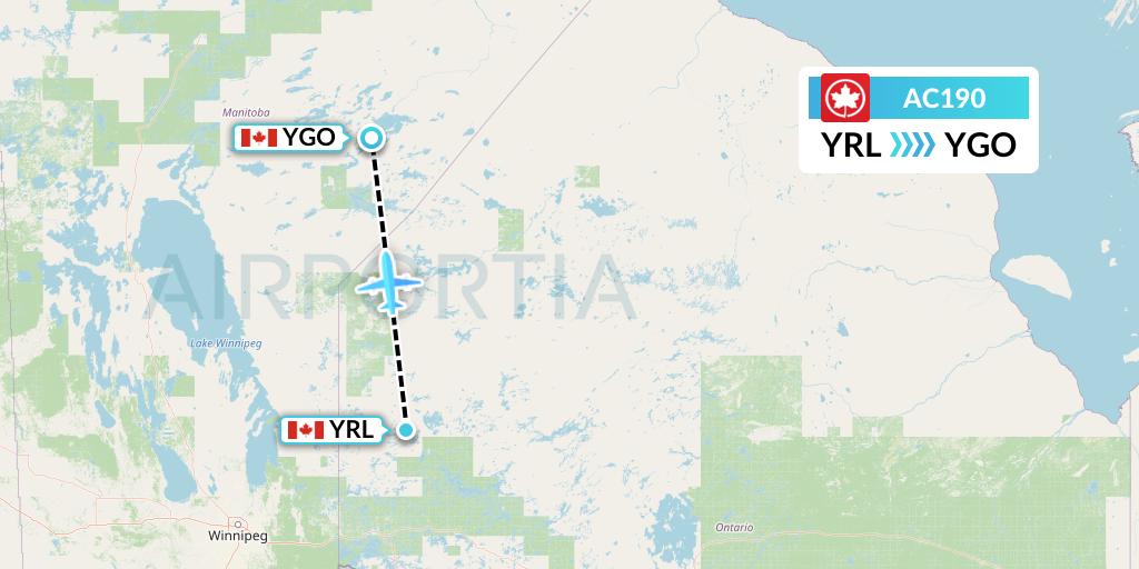 AC190 Flight Status Air Canada Red Lake to Gods Lake Narrows (ACA190)