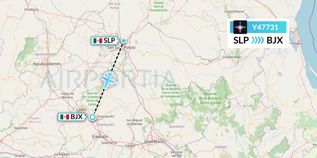 Y47731 Volaris Flight Map: San Luis Potosi to Silao