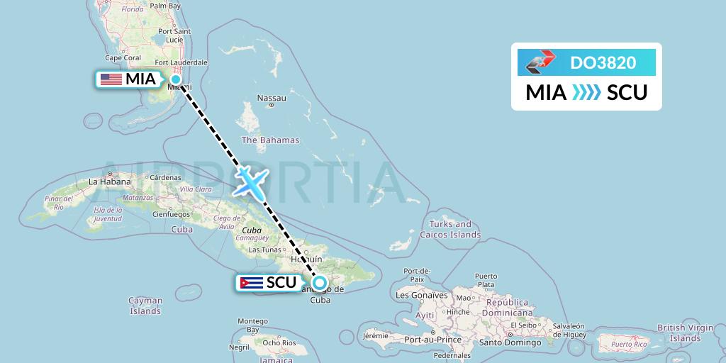 DO3820 Sky High Aviation Flight Map: Miami to Santiago de Cuba