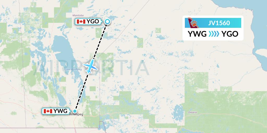JV1560 Flight Status Bearskin Airlines Winnipeg to Gods Lake Narrows