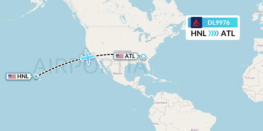 DL9976 Delta Air Lines Flight Map: Honolulu to Atlanta