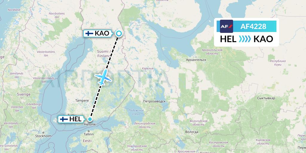 AF4228 Air France Flight Map: Helsinki to Kuusamo