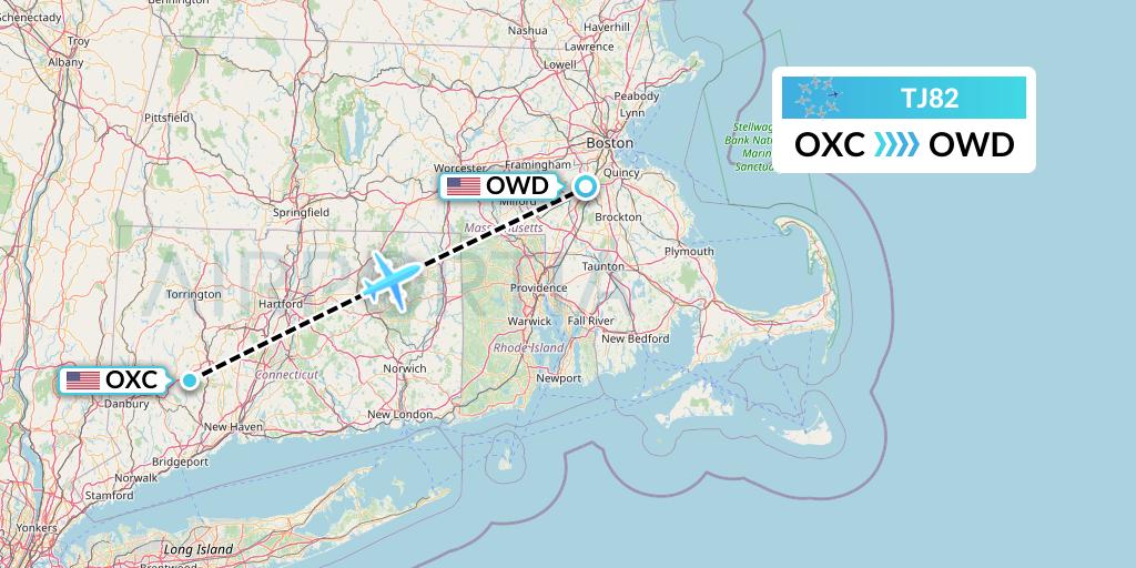 TJ82 Tradewind Aviation Flight Map: Oxford to Norwood