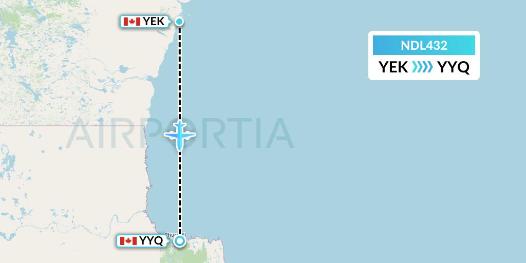 NDL432 Chrono Aviation Flight Map: Arviat to Churchill