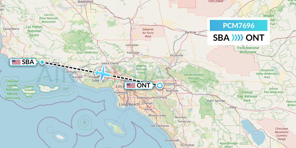 PCM7696 Westair Industries Flight Map: Santa Barbara to Ontario