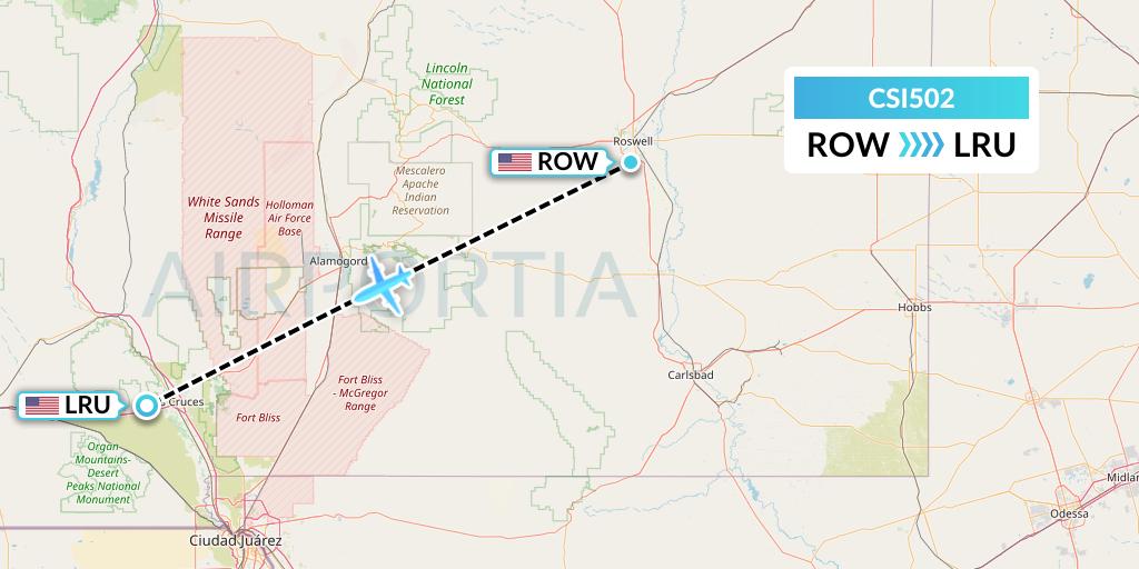 CSI502 Csi Aviation Flight Map: Roswell to Las Cruces