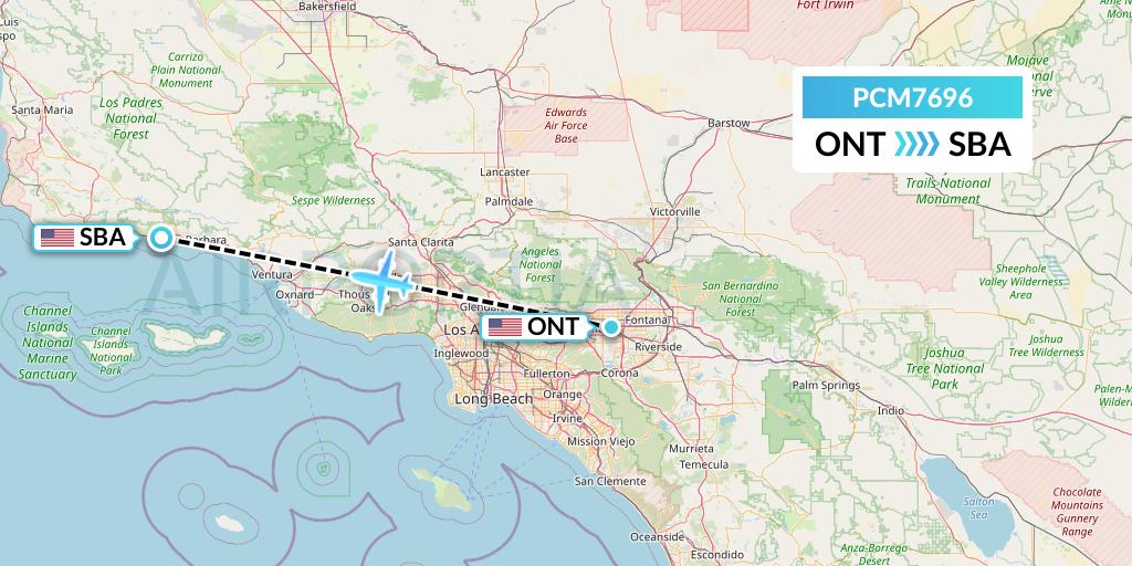 PCM7696 Westair Industries Flight Map: Ontario to Santa Barbara