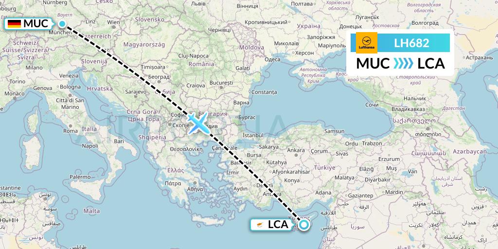 LH682 Lufthansa Flight Map: Munich to Larnaca