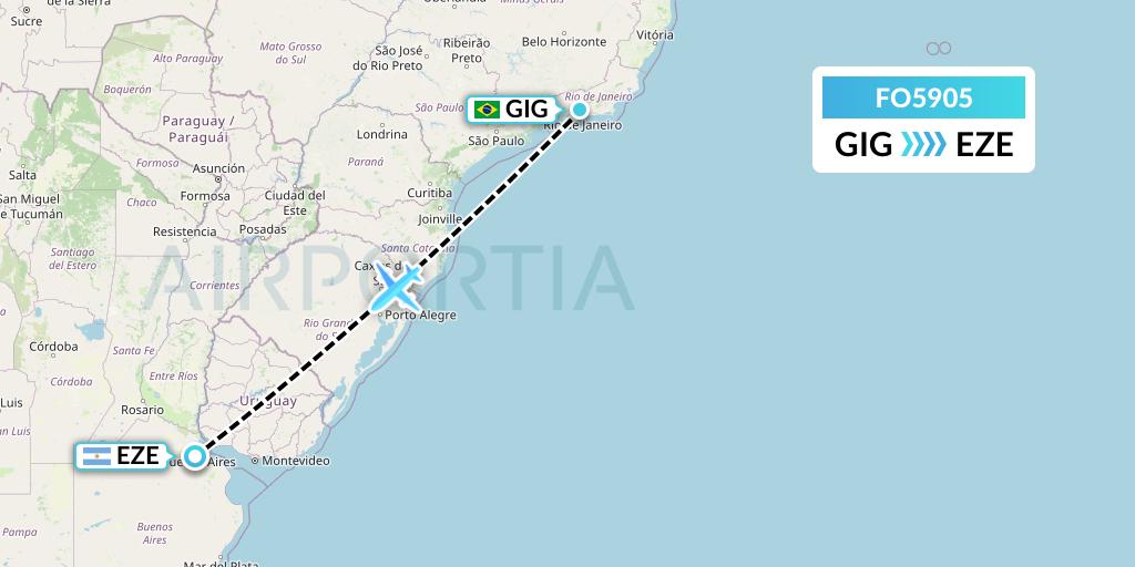 FO5905 Aero Flightops Uk Limited Flight Map: Rio de Janeiro to Buenos Aires