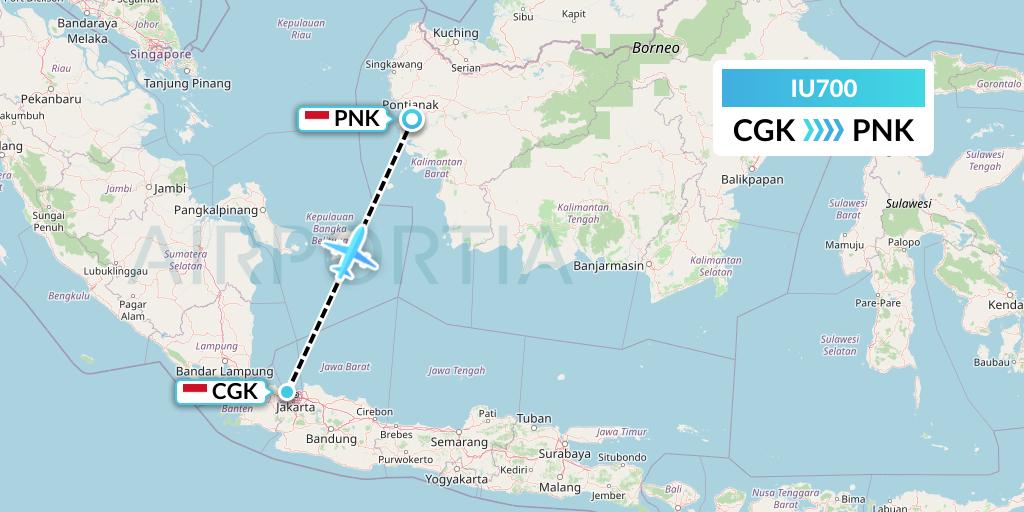IU700 Pt. Super Air Jet Flight Map: Jakarta to Pontianak