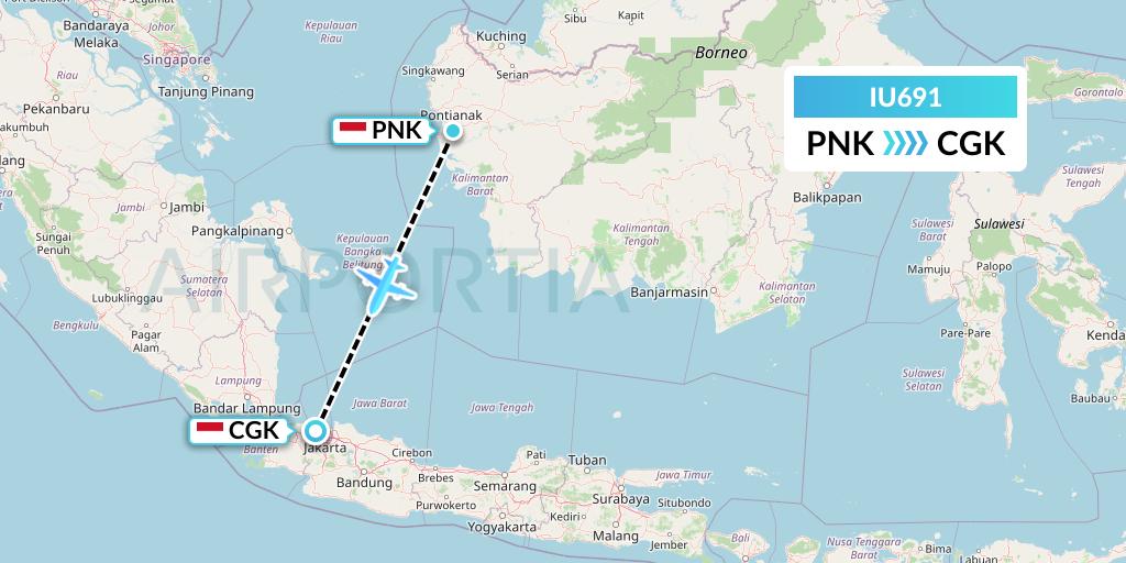 IU691 Pt. Super Air Jet Flight Map: Pontianak to Jakarta