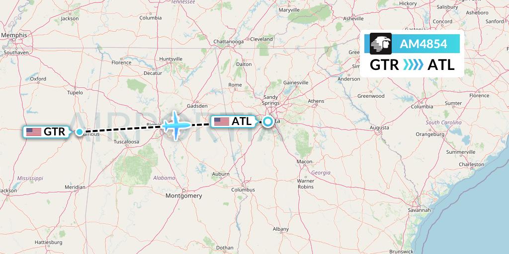 AM4854 Aeromexico Flight Map: Golden Triangle to Atlanta