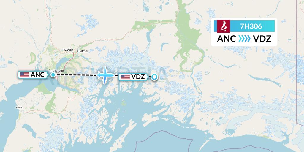 7H306 Ravn Alaska Flight Map: Anchorage to Valdez