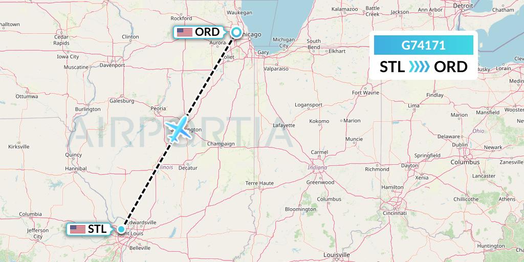 G74171 GoJet Flight Map: St. Louis to Chicago