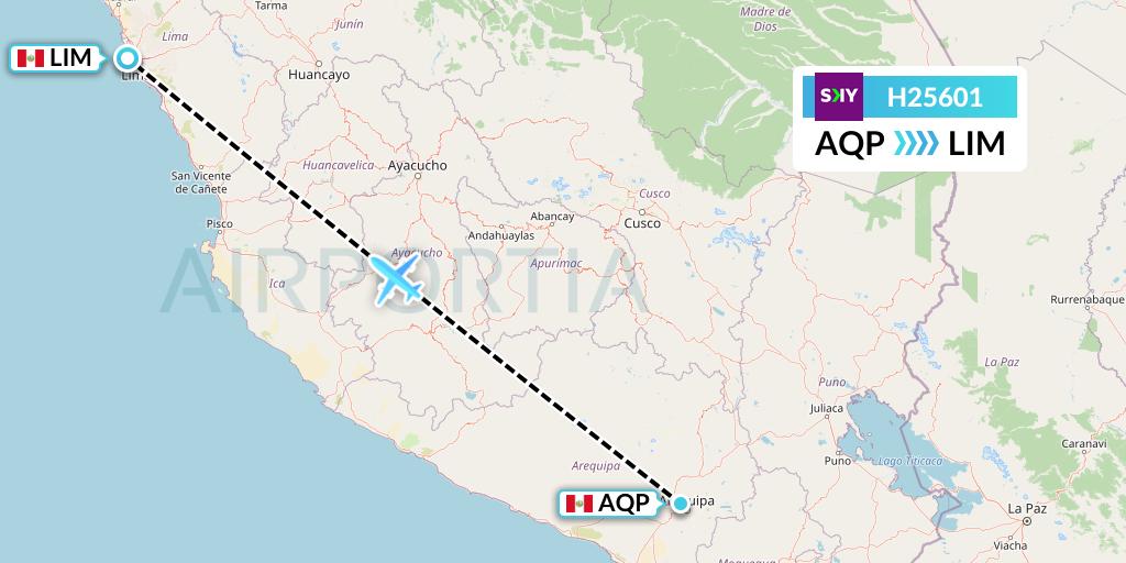H25601 Sky Airline Flight Map: Arequipa to Lima