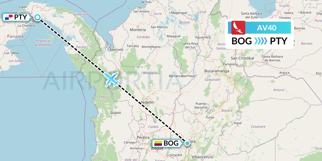 AV40 Avianca Flight Map: Bogota to Panama City