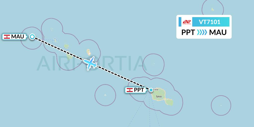 VT7101 Air Tahiti Flight Map: Papeete to Maupiti