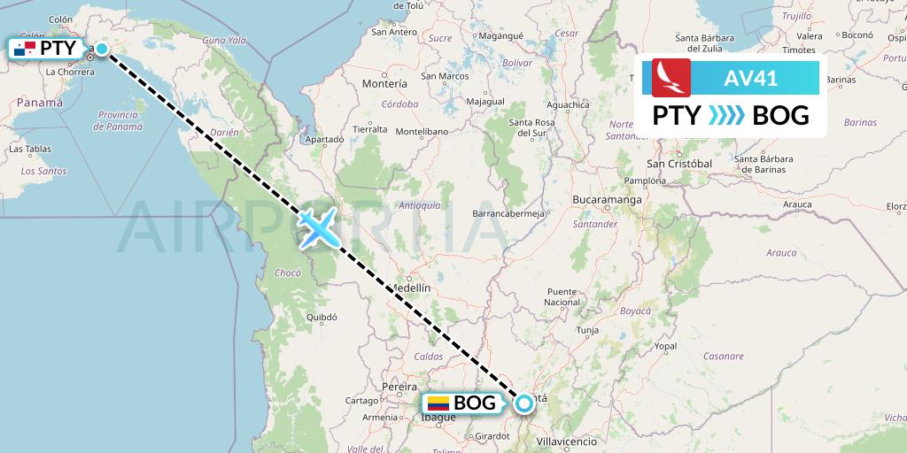 AV41 Avianca Flight Map: Panama City to Bogota